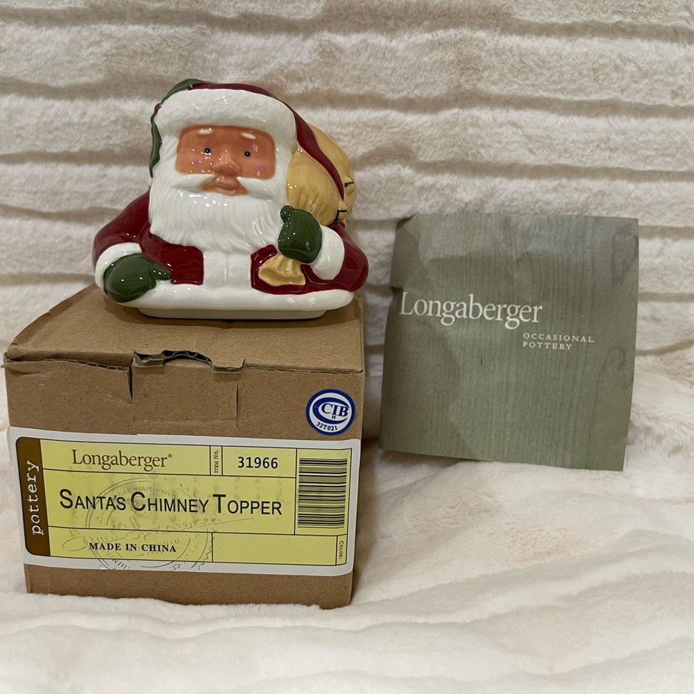 Longaberger pottery Santa chimney topper